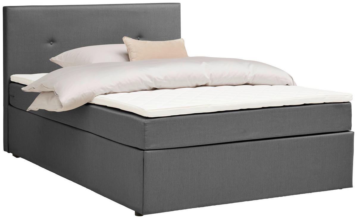 AMERICKÁ POSTEĽ, 140/200 cm, sivá - čierna/sivá, Konventionell, drevo/kompozitné drevo (140/200cm) - P & B