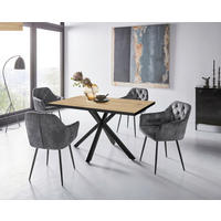 TISCHGRUPPE   Mikrovelours  Grau, Eiche Artisan  - Eiche Artisan/Grau, MODERN, Textil/Metall (140/76/90cm) - P & B