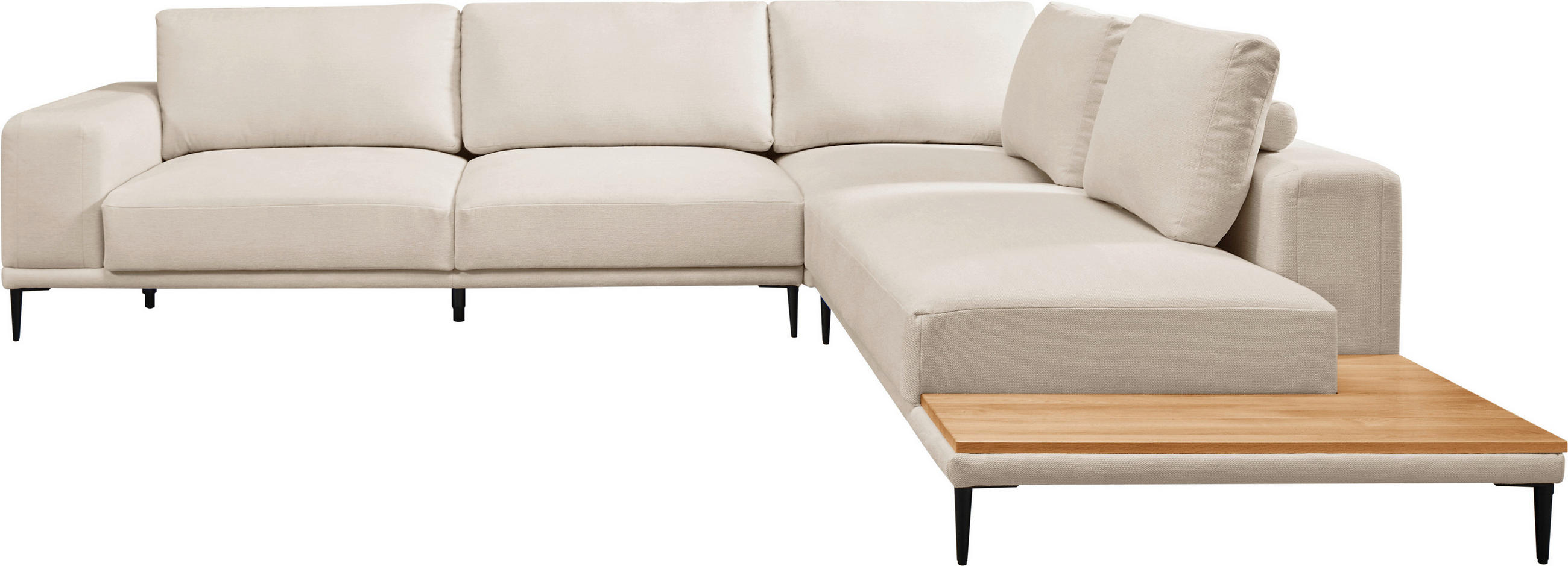 ECKSOFA  in Leinwand Naturfarben  318/271 cm  - Schwarz/Naturfarben, Design, Textil/Metall (318/271cm) - Belluti