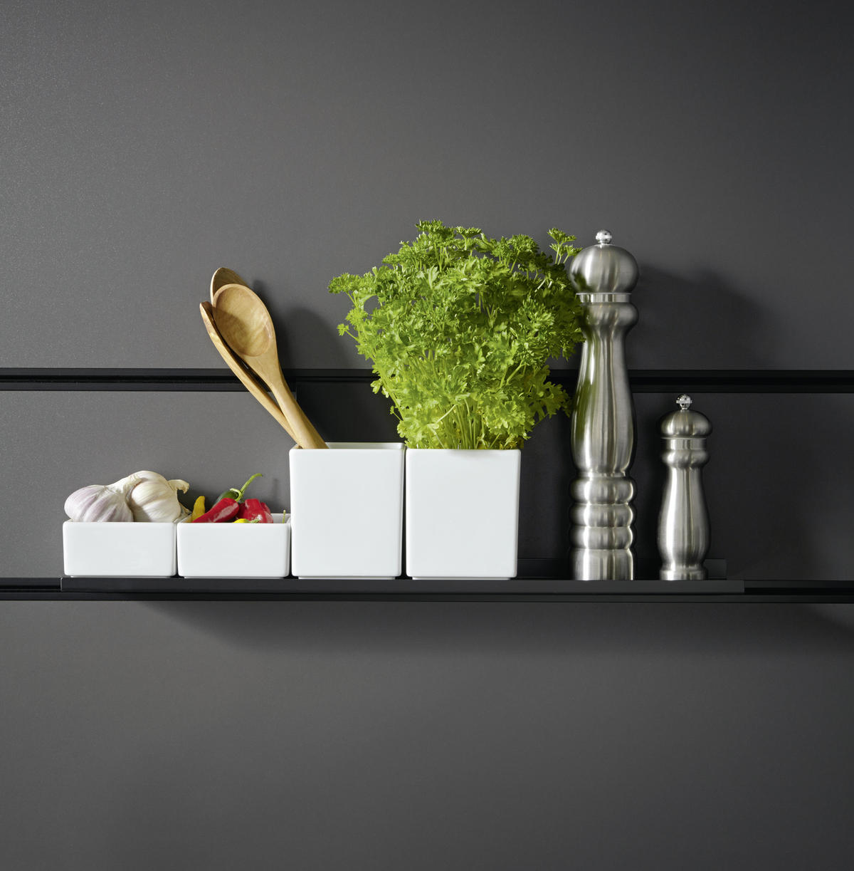 EINBAUKÜCHE SILVIA  - Rot/Schwarz, Design, Holzwerkstoff - Novel