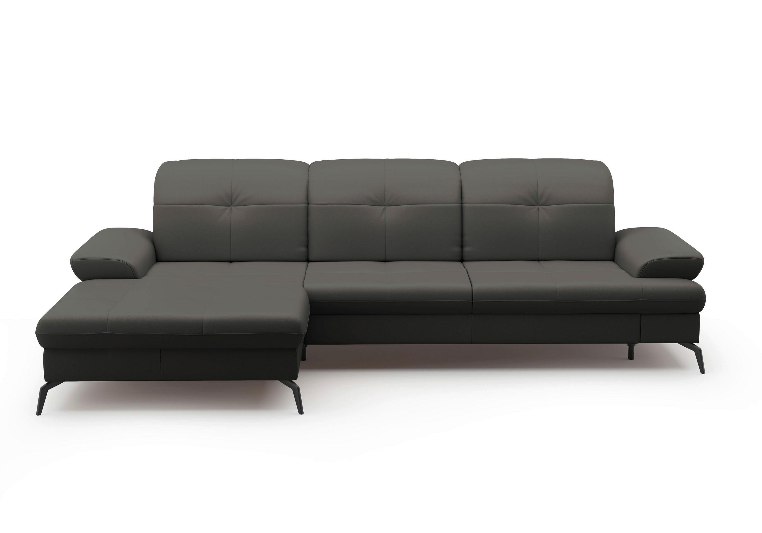 ECKSOFA in Echtleder Anthrazit - Anthrazit/Schwarz, Konventionell, Leder/Metall (185/279cm) - Sit & More