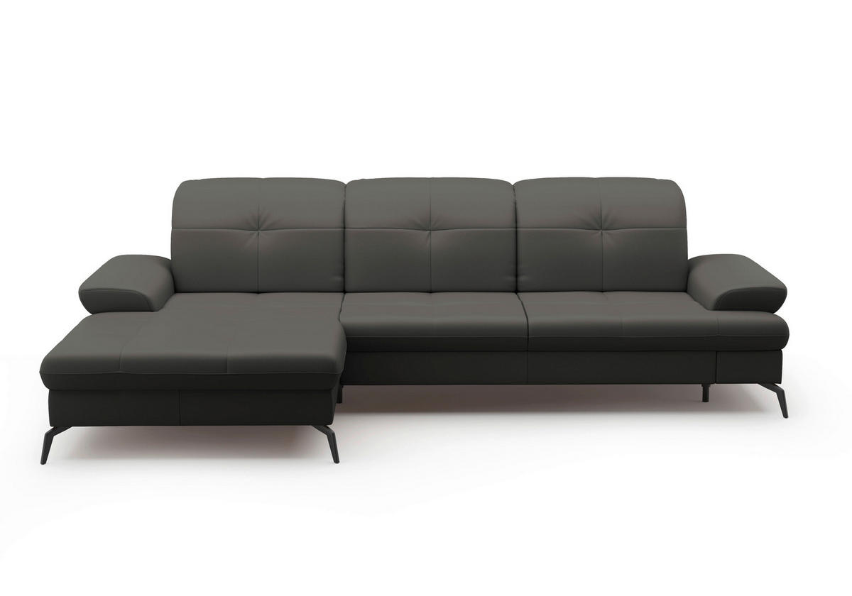 ECKSOFA in Echtleder Anthrazit  - Anthrazit/Schwarz, Konventionell, Leder/Metall (185/279cm) - Sit & More