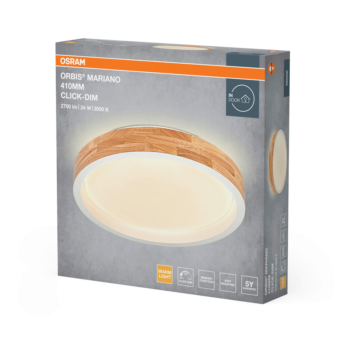 LED-DECKENLEUCHTE 41/8,5 cm  - Naturfarben/Weiß, Natur, Holz/Kunststoff (41/8,5cm) - Osram