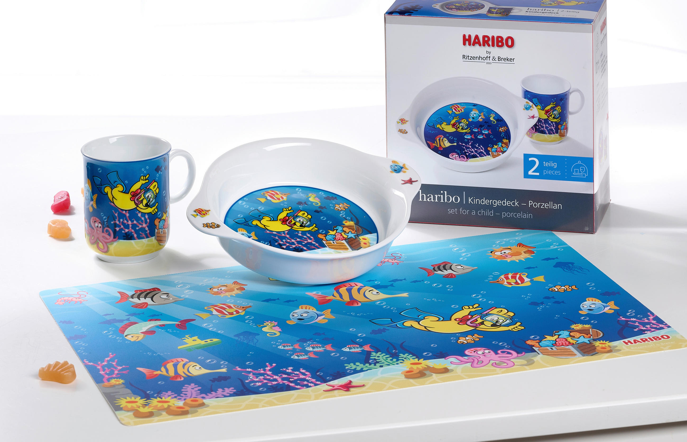 KINDERGESCHIRRSET Haribo Porzellan 2-teilig  - Blau, KONVENTIONELL, Keramik (19/19/9,5cm) - Ritzenhoff Breker