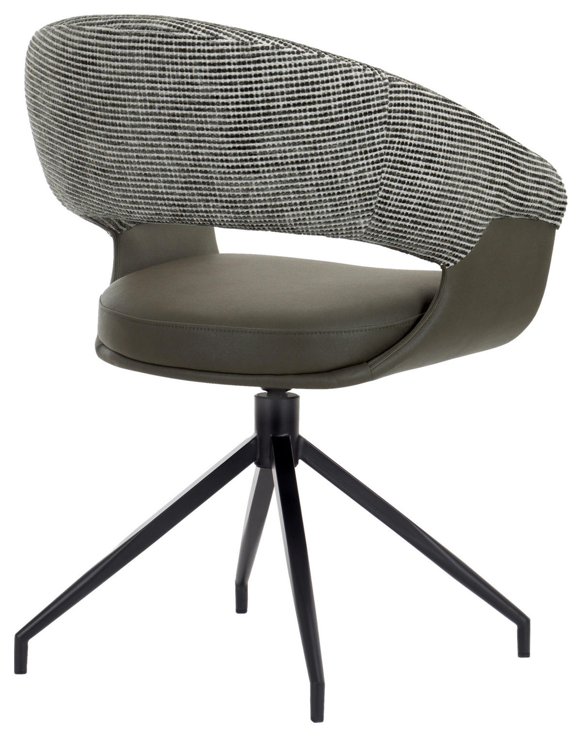 ARMLEHNSTUHL , Sitzfläche 360° drehbar, automatische Rückholfunktion , Mikrofaser, Webstoff  - Schwarz/Weiß, Design, Textil/Metall (60/83/62cm) - Novel