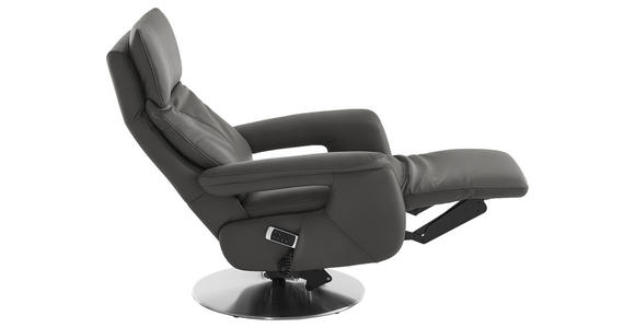 RELAXSESSEL in Leder Dunkelgrau  - Edelstahlfarben/Dunkelgrau, Design, Leder/Metall (78/112/85cm) - Cantus