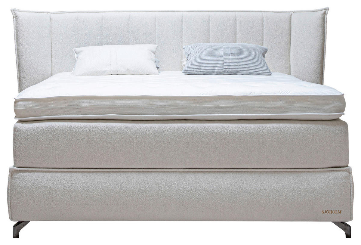 BOXSPRINGBETT 160/200 cm  in Creme  - Creme/Schwarz, KONVENTIONELL, Holz/Textil (160/200cm) - Sjöholm