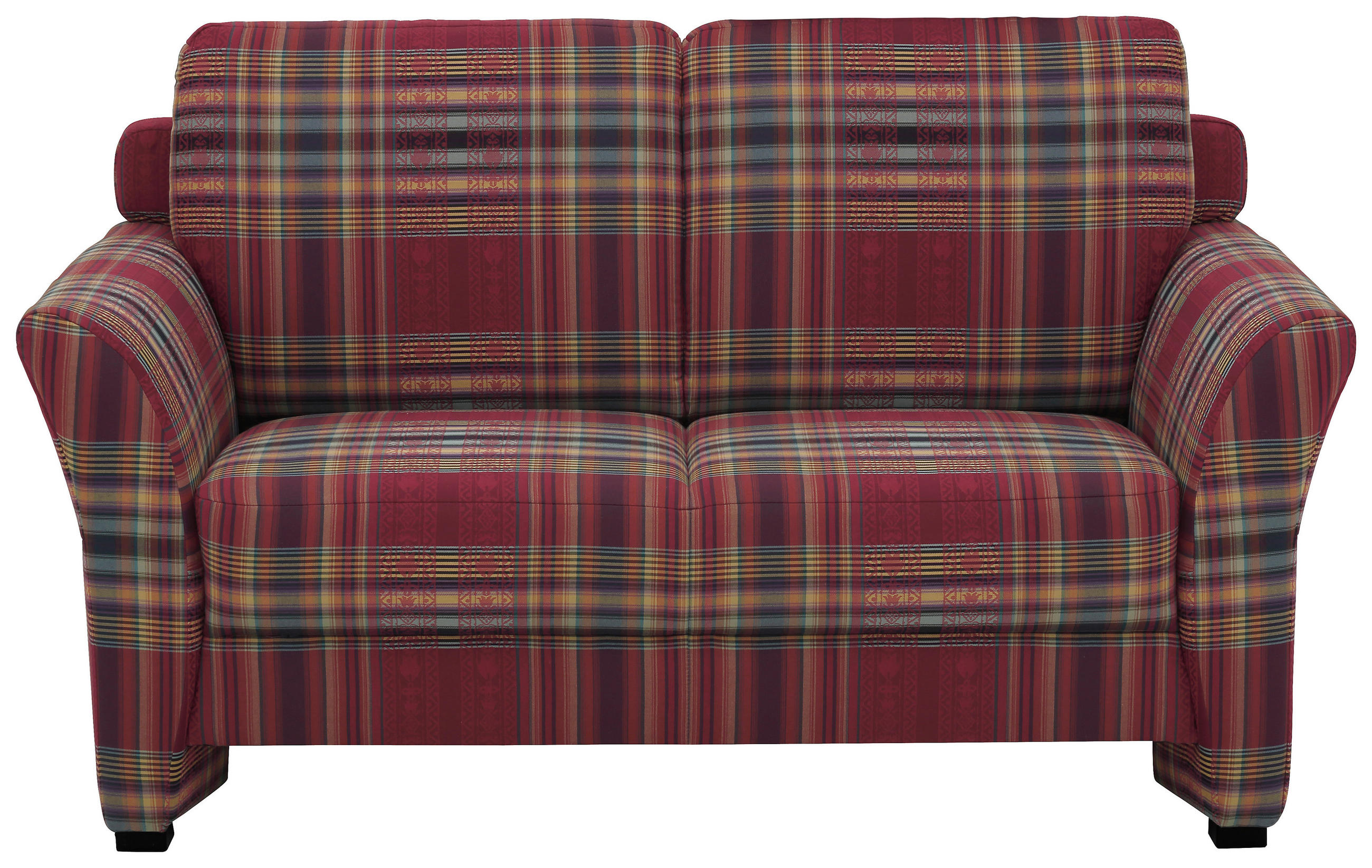 2-SITZER-SOFA Flachgewebe Dunkelrot, Weinrot  - Weinrot/Schwarz, KONVENTIONELL, Holz/Textil (146/85/87cm) - Elegando