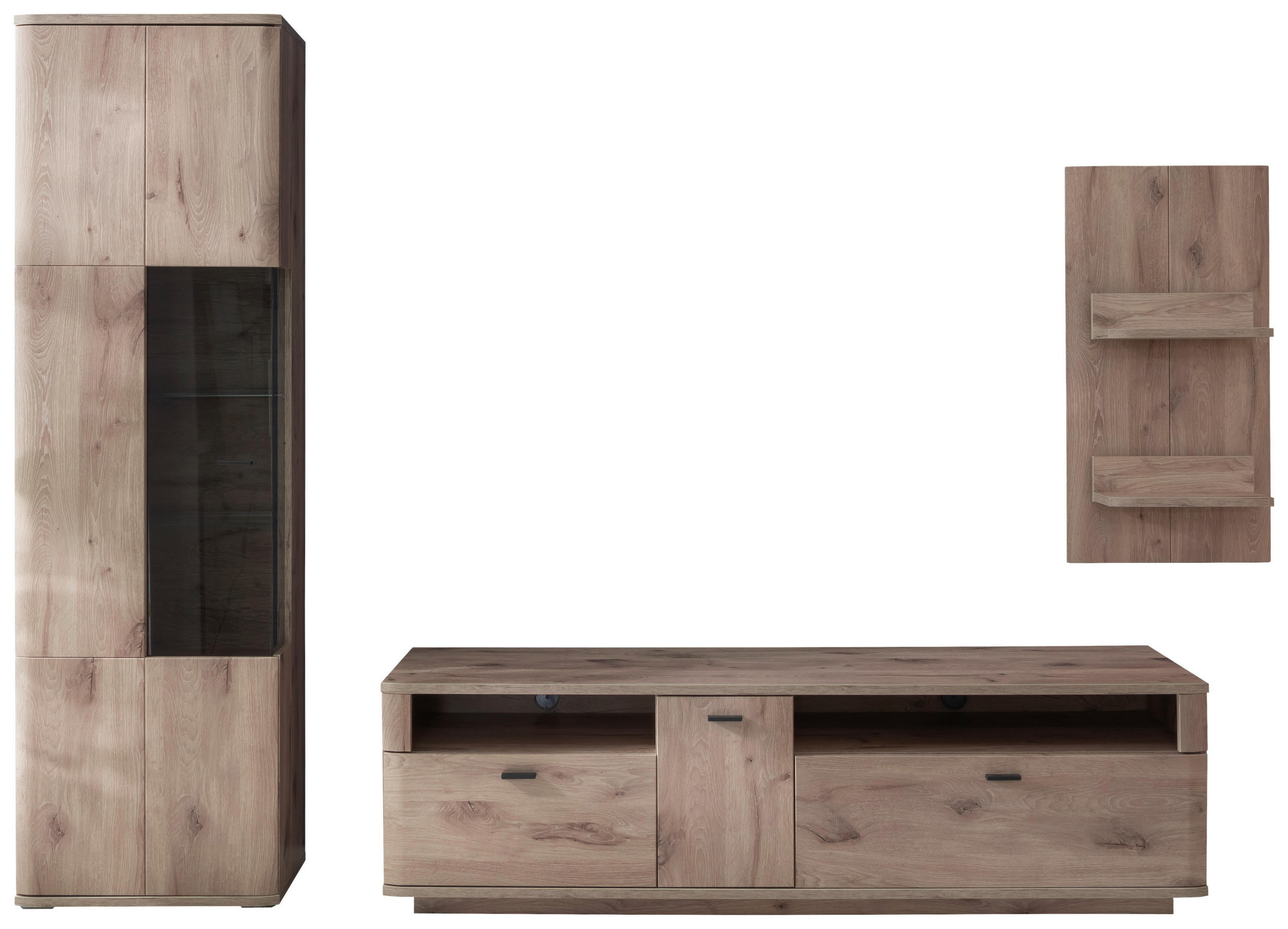 WOHNWAND  270/199/50 cm  in Eichefarben  - Eichefarben/Anthrazit, Design, Glas/Holzwerkstoff (270/199/50cm) - MID.YOU