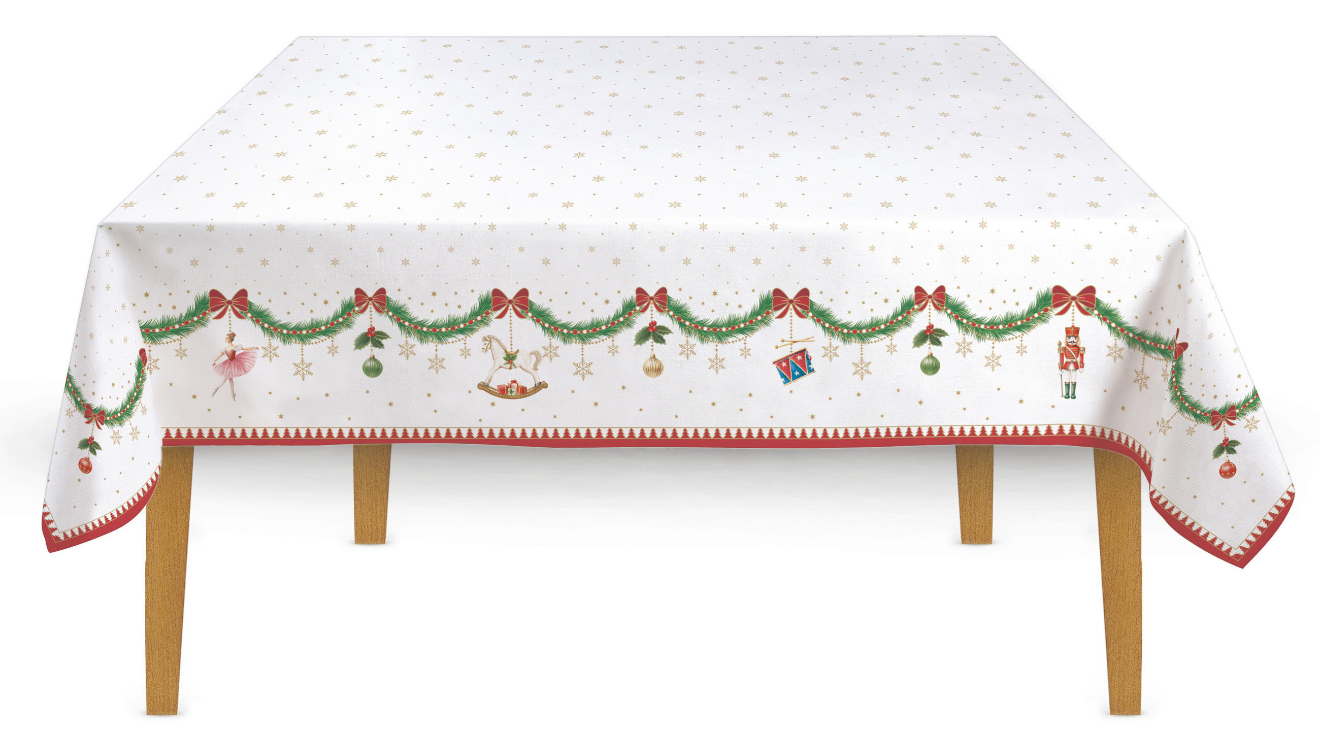TISCHDECKE Magie de Noel 180/145 cm  - Smaragdgrün/Rot, Basics, Textil (180/145cm) - POZZI AND EASY LIFE