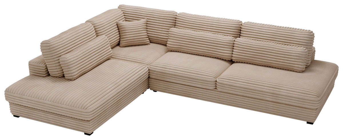 ECKSOFA in Cord, Plüsch Braun  - Schwarz/Braun, Design, Kunststoff/Textil (244/332cm) - Livetastic