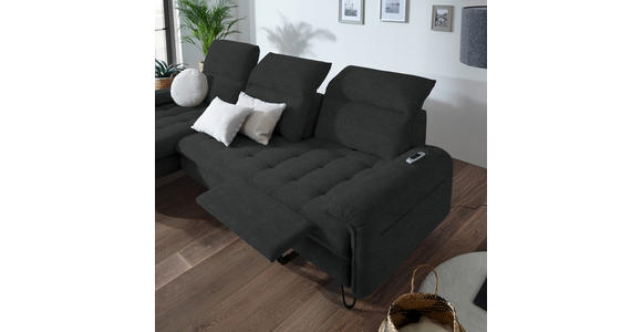 ECKSOFA in Webstoff Anthrazit  - Anthrazit/Schwarz, LIFESTYLE, Textil/Metall (180/310cm) - Valnatura