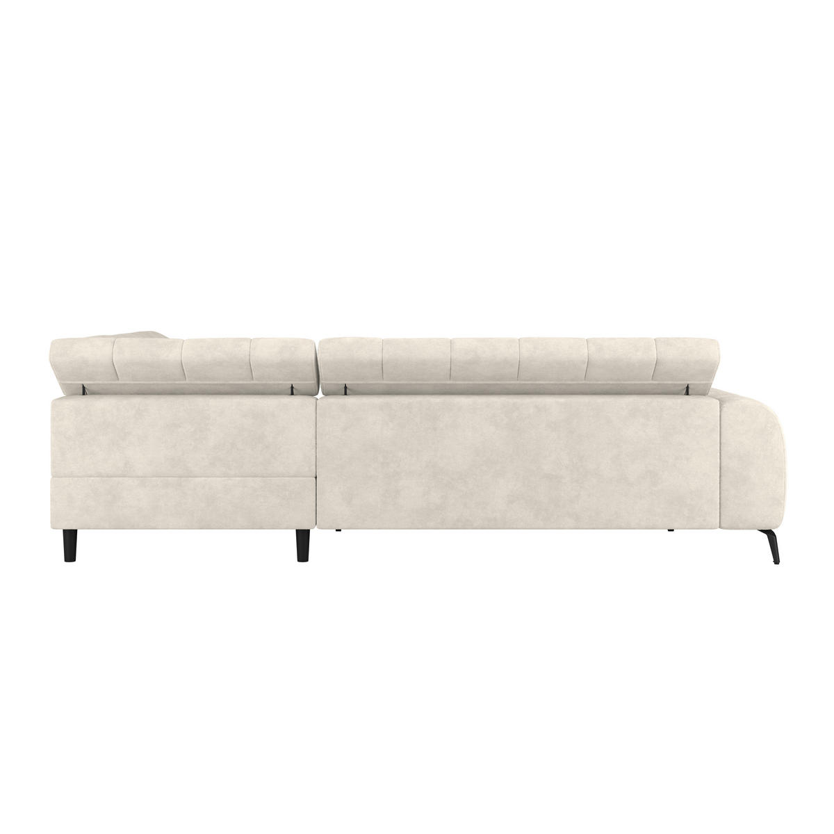 ECKSOFA Creme Bettkasten, Rücken echt, Kopfteilverstellung  - Creme/Schwarz, Trend, Kunststoff/Textil (261/203cm) - Livetastic