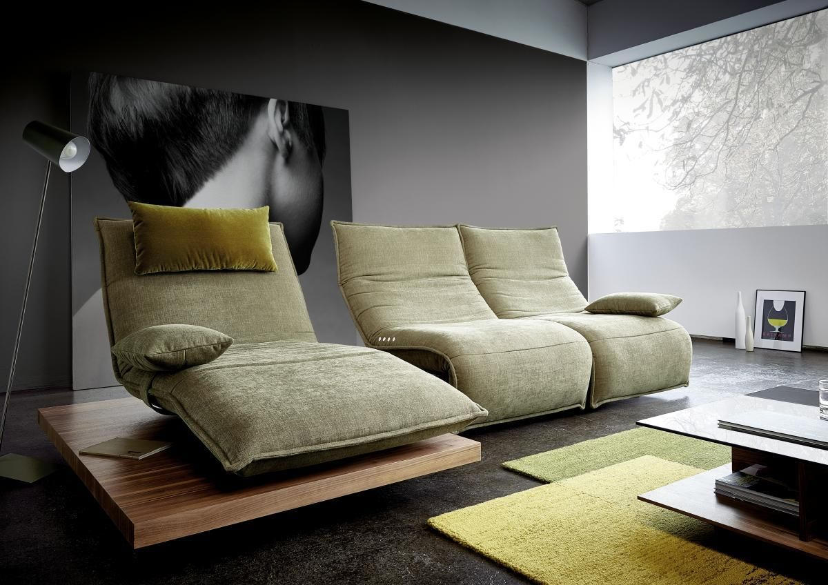 ECKSOFA in Flachgewebe Grün  - Schwarz/Grün, Natur, Holz/Textil (162/320cm) - Koinor