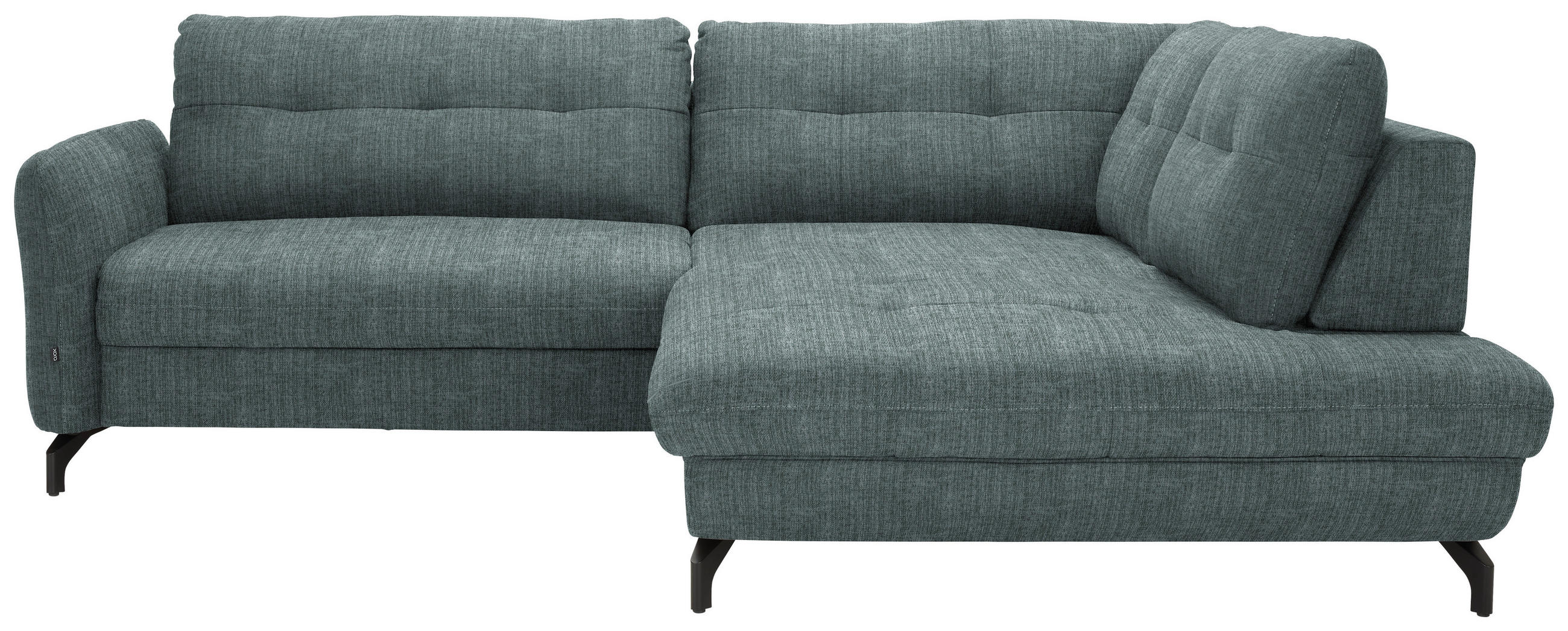 ECKSOFA in Flachgewebe, Leinenoptik Blau  247/208 cm  - Blau/Schwarz, MODERN, Textil/Metall (247/208cm) - Xora
