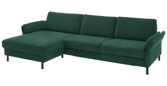 ECKSOFA  in Chenille, Flachgewebe Waldgrün  175/316 cm  - Waldgrün/Schwarz, Design, Textil/Metall (175/316cm) - Dieter Knoll