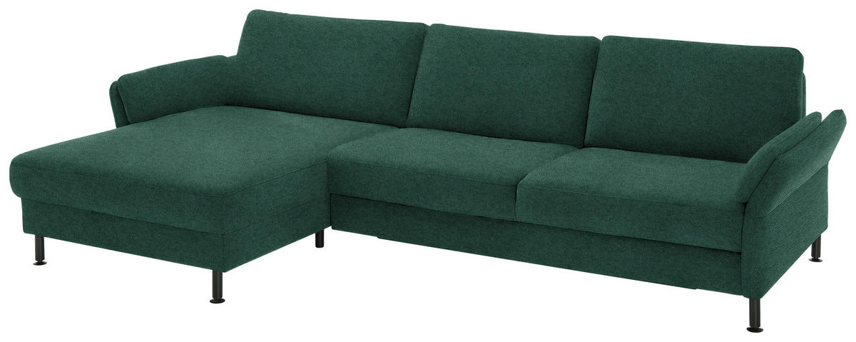 ECKSOFA  in Chenille, Flachgewebe Waldgrün  175/316 cm  - Waldgrün/Schwarz, Design, Textil/Metall (175/316cm) - Dieter Knoll
