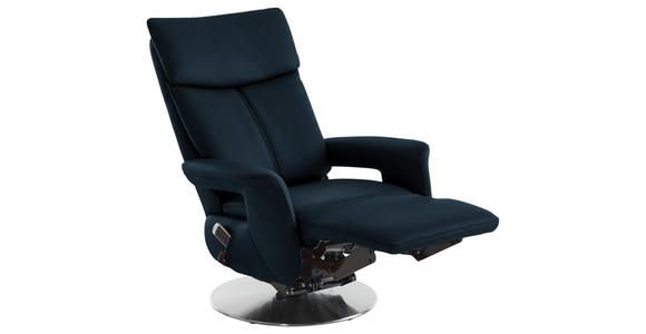 RELAXSESSEL in Leder Dunkelblau - Edelstahlfarben/Dunkelblau, Design, Leder/Metall (78/112/85cm) - Cantus