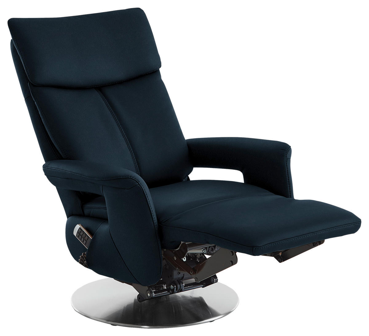 RELAXSESSEL in Leder Dunkelblau  - Edelstahlfarben/Dunkelblau, Design, Leder/Metall (78/112/85cm) - Cantus