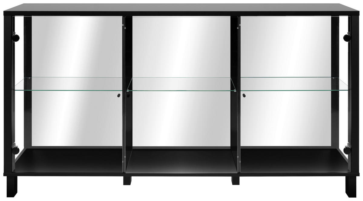 SIDEBOARD  in 160/85/37,5 cm  - Schwarz, KONVENTIONELL, Glas/Holzwerkstoff (160/85/37,5cm) - Carryhome