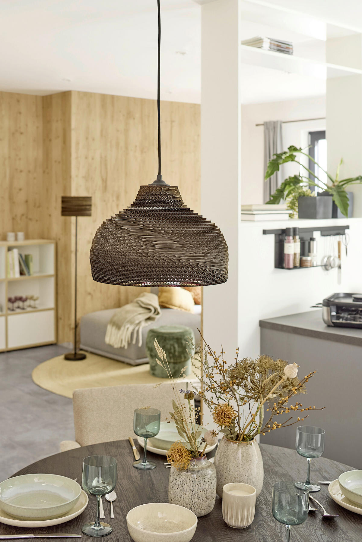 STEHLEUCHTE 30/160 cm    - Braun, Natur, Karton/Metall (30/160cm) - Osram