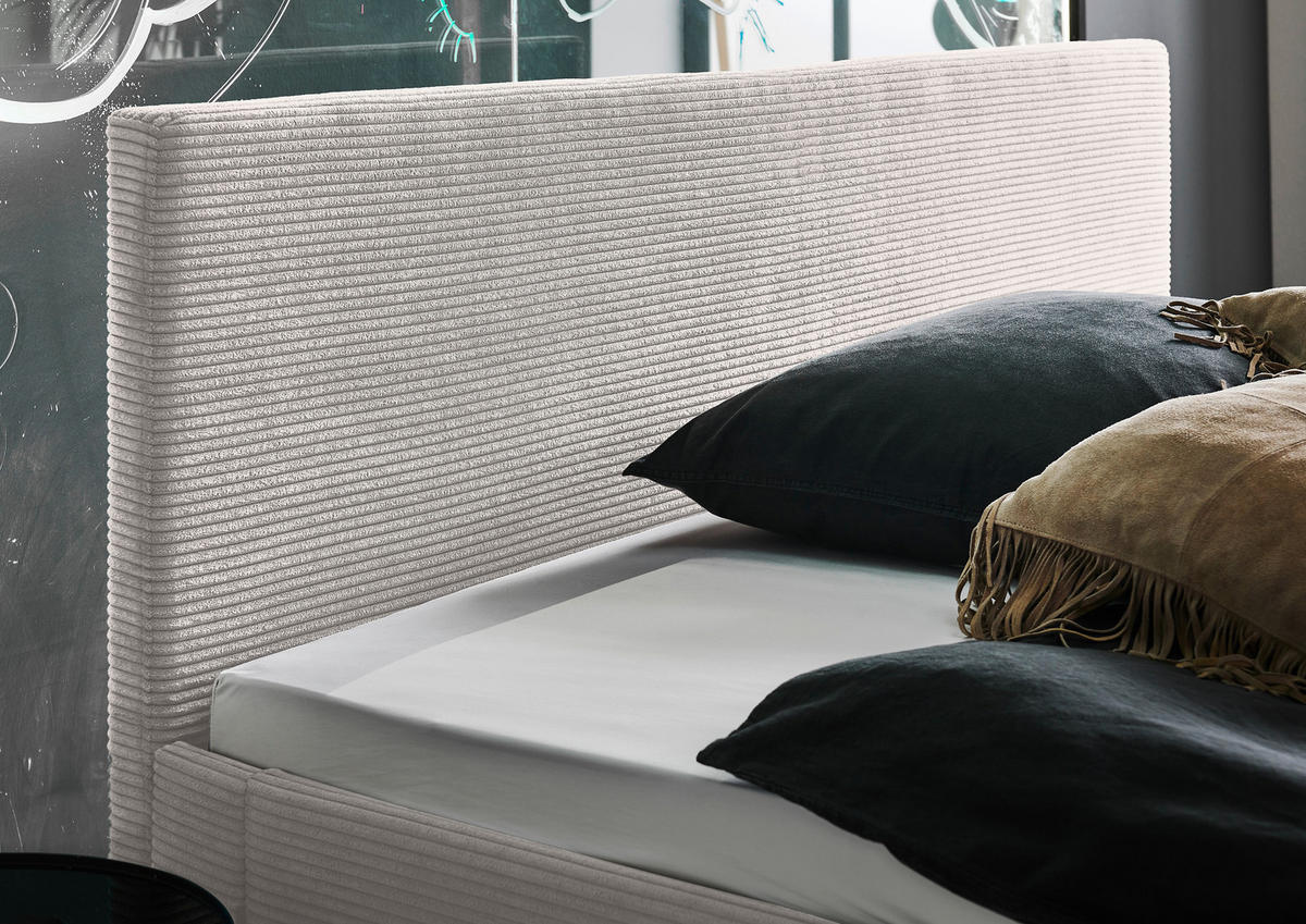 POLSTERBETT Beige 180/200 cm  - Beige/Schwarz, Basics, Holz/Textil (180/200cm) - Boxxx