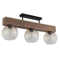DECKENLEUCHTE BARRY I 74/18/32,5 cm  - Klar/Dunkelbraun, Basics, Glas/Holzwerkstoff (74/18/32,5cm) - Globo