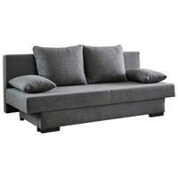 SCHLAFSOFA  mit Liegefunktion, Schlafen auf Sitzhöhe, Rücken echt Webstoff Grau  - Schwarz/Grau, KONVENTIONELL, Kunststoff/Textil (190/80/83cm) - Carryhome