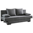 SCHLAFSOFA Webstoff Grau Rückenkissen, Armlehnenkissen, Bettkasten, Schlaffunktion, Rücken echt, Liegefläche im Originalstoff  - Schwarz/Grau, KONVENTIONELL, Kunststoff/Textil (190/80/83cm) - Carryhome