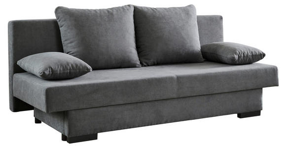 SCHLAFSOFA Webstoff Grau Rückenkissen, Armlehnenkissen, Bettkasten, Schlaffunktion, Rücken echt, Liegefläche im Originalstoff  - Schwarz/Grau, KONVENTIONELL, Kunststoff/Textil (190/80/83cm) - Carryhome