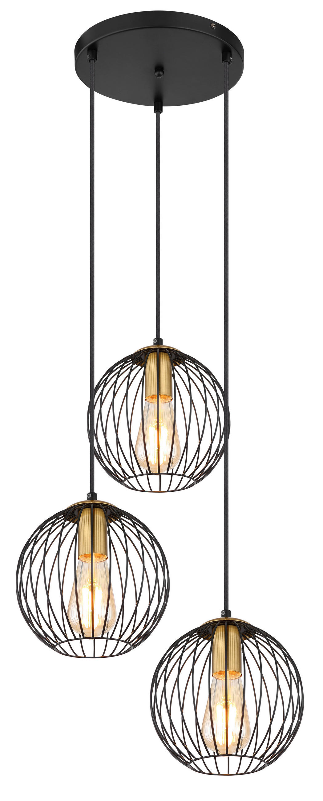 HÄNGELEUCHTE 39/150 cm  - Messingfarben/Schwarz, Basics, Metall (39/150cm) - Globo
