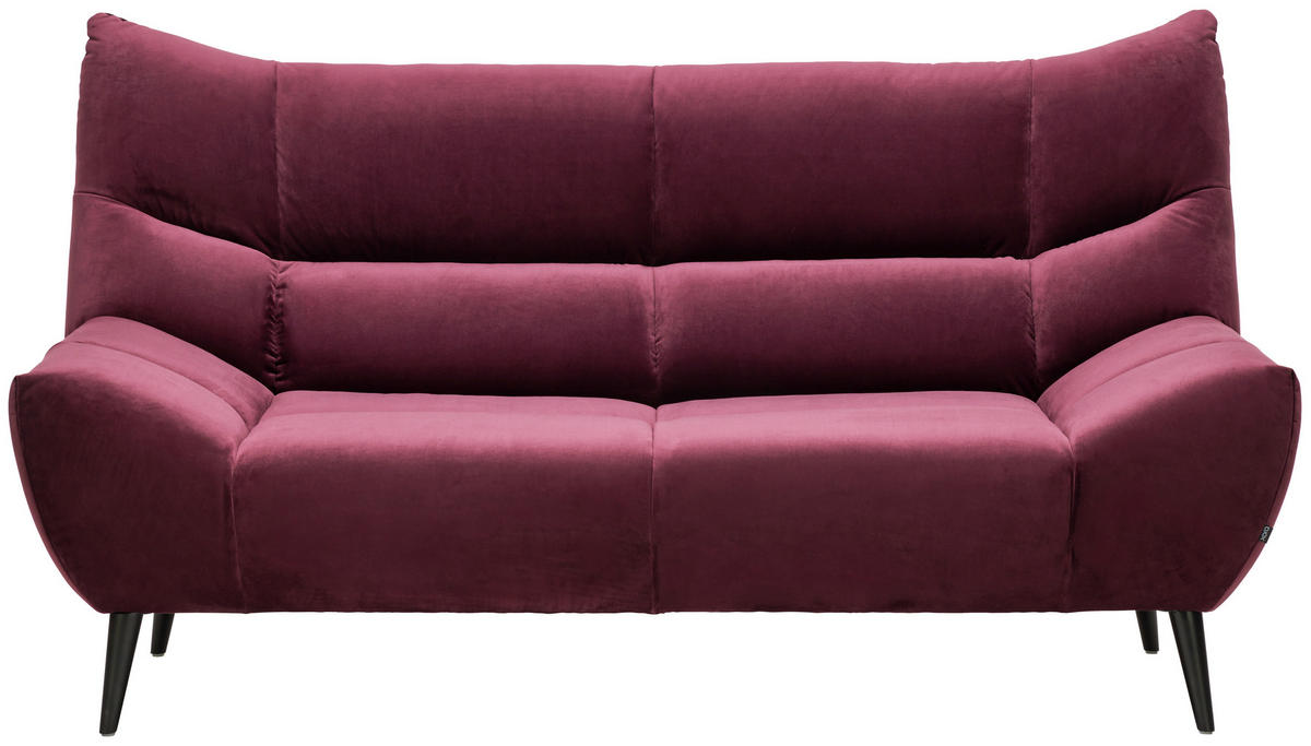 2-SITZER-SOFA in Mikrofaser Weinrot  - Weinrot/Schwarz, Design, Textil/Metall (190/106/99cm) - Xora