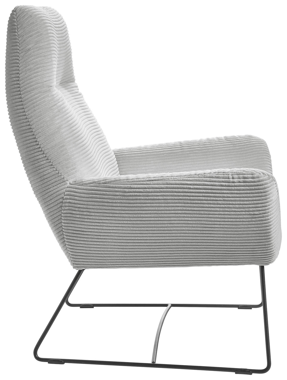 SESSEL in Cord Grau  - Schwarz/Grau, Design, Textil/Metall (82/102/81cm) - Hom`in