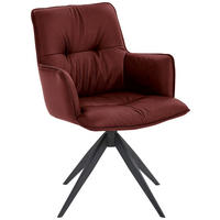 ARMLEHNSTUHL drehbar  in Eisen Echtleder pigmentiert  - Bordeaux, Design, Leder/Metall (59/89/63cm) - Dieter Knoll