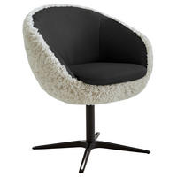 ARMLEHNSTUHL  Beinauswahl, Lederauswahl, Stoffauswahl, Sitzfläche 360° drehbar Hochflor Kombination Echtleder/Stoff  - Dunkelbraun/Beige, Design, Leder/Textil (65/81/61cm) - Koinor