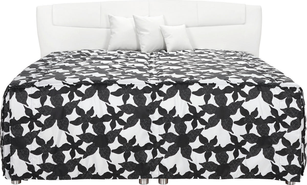 POLSTERBETT 200/210 cm  in Schwarz, Weiss  - Weiss/Silberfarben, Konventionell, Textil/Metall (200/210cm) - Esposa