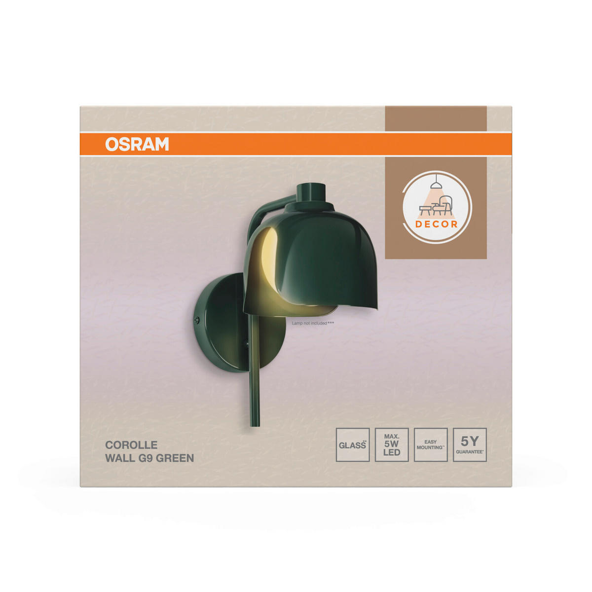 WANDLEUCHTE 13,5/21/24,5 cm   - Grün, Basics, Glas/Metall (13,5/21/24,5cm) - Osram