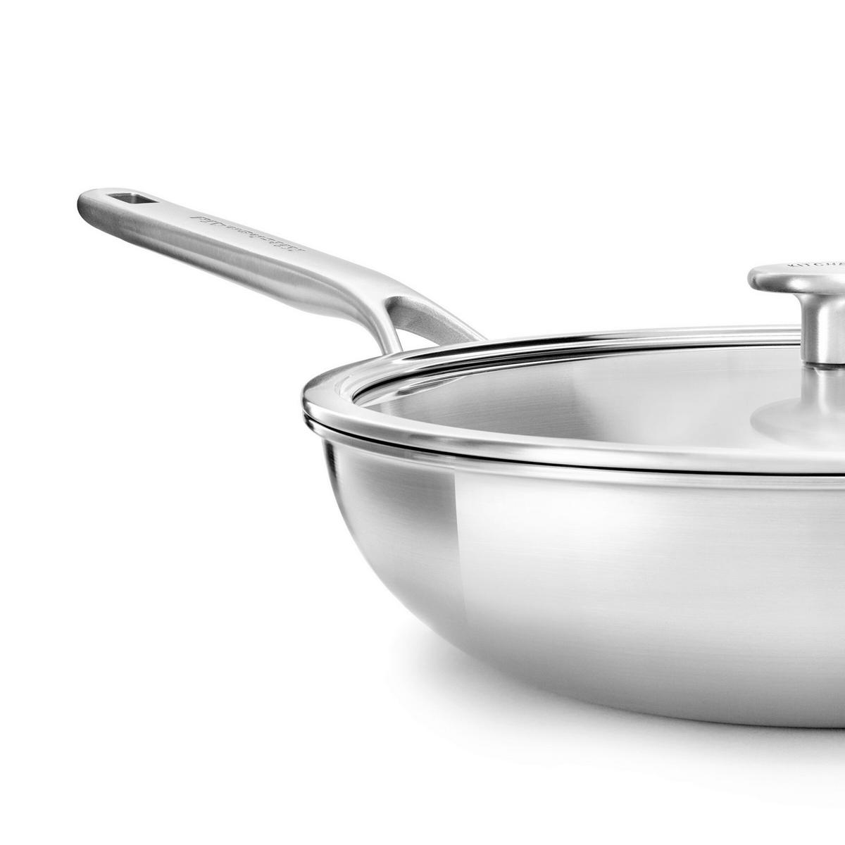 WOK Multi-Ply Stainless Steel 28 cm  - Edelstahlfarben, Basics, Glas/Metall (28cm) - Kitchenaid