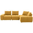 ECKSOFA in Velours Currygelb 326/236 cm - Currygelb/Schwarz, Design, Kunststoff/Textil (326/236cm) - Xora