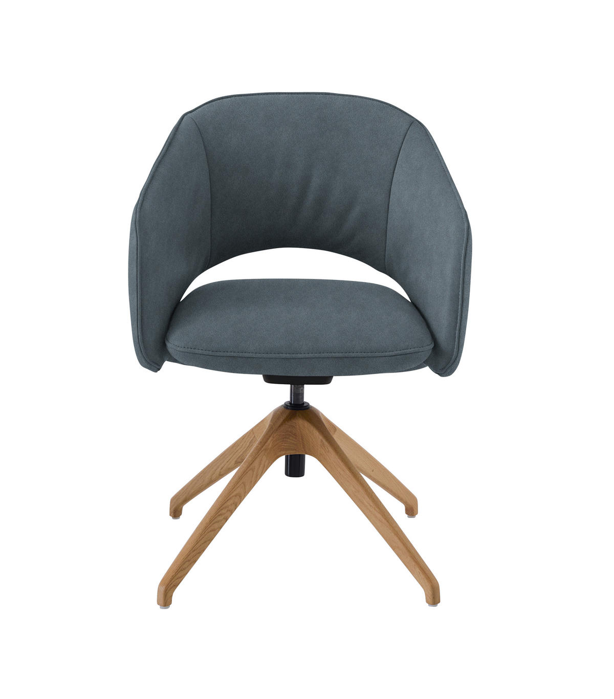 ARMLEHNSTUHL  in Echtleder naturbelassen  - Wildeiche/Blaugrau, Design, Leder/Holz (63/74-90/57-73cm) - Koinor