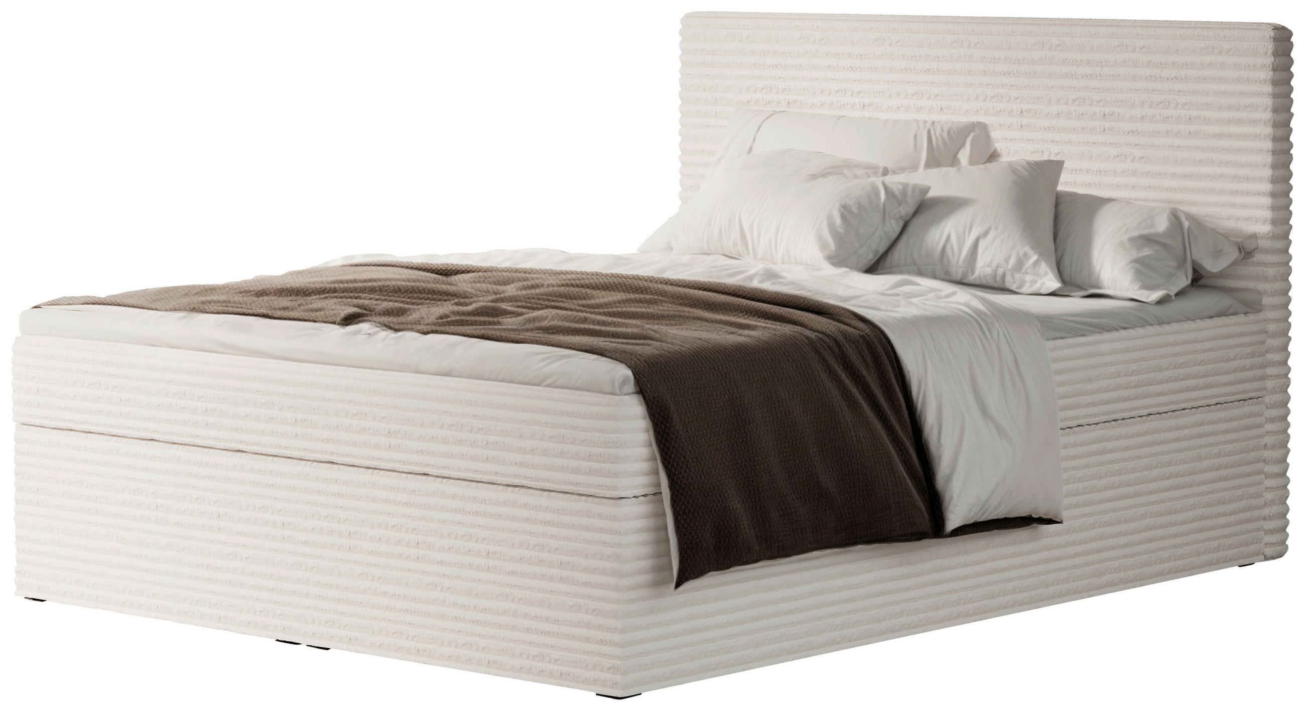 BOXBETT 180/200 cm  in Creme  - Creme/Schwarz, Basics, Holz/Kunststoff (180/200cm) - Livetastic