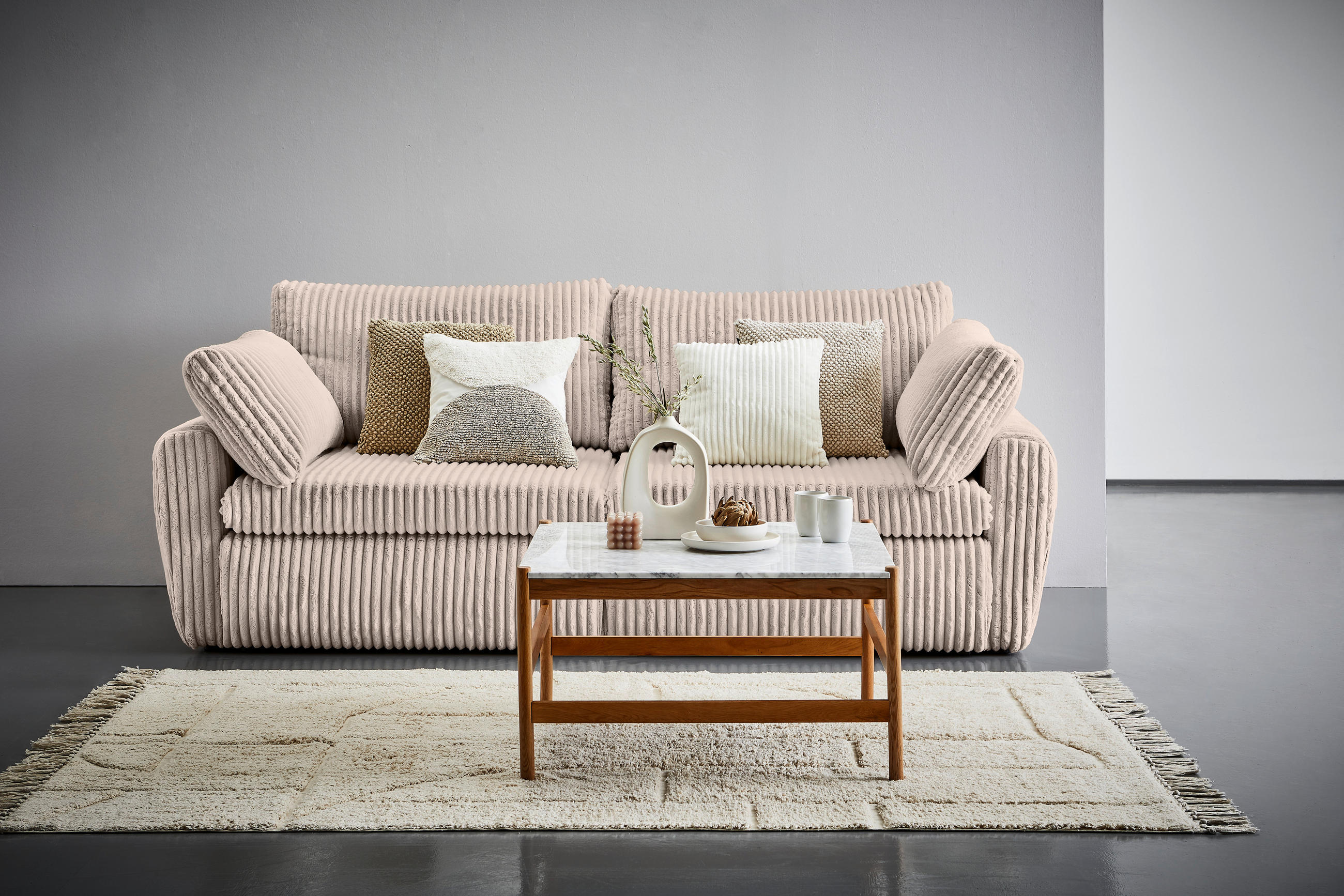 SCHLAFSOFA Cord, Plüsch Graubraun  - Graubraun/Schwarz, MODERN, Kunststoff/Textil (240/90/120cm) - Carryhome