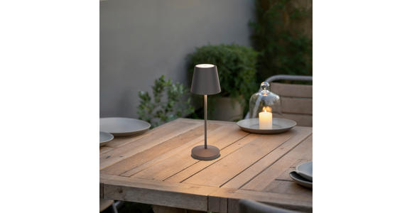 AKKU-TISCHLEUCHTE Denver 11/35 cm - Grau, KONVENTIONELL, Metall (11/35cm) - Novel