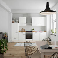 KÜCHENBLOCK Touch 300 cm  in Weiß, Eichefarben  - Edelstahlfarben/Eichefarben, MODERN, Holzwerkstoff/Metall (300cm) - Nobilia