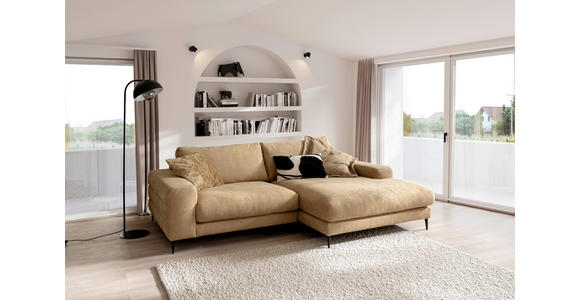 ECKSOFA in Flachgewebe Gelb 253/177 cm - Gelb/Schwarz, Design, Textil/Metall (253/177cm) - Dieter Knoll