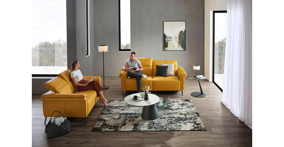 2-SITZER-SOFA in Leder Currygelb - Currygelb/Schwarz, Design, Leder/Metall (162/79/104cm) - Emilio Belluti