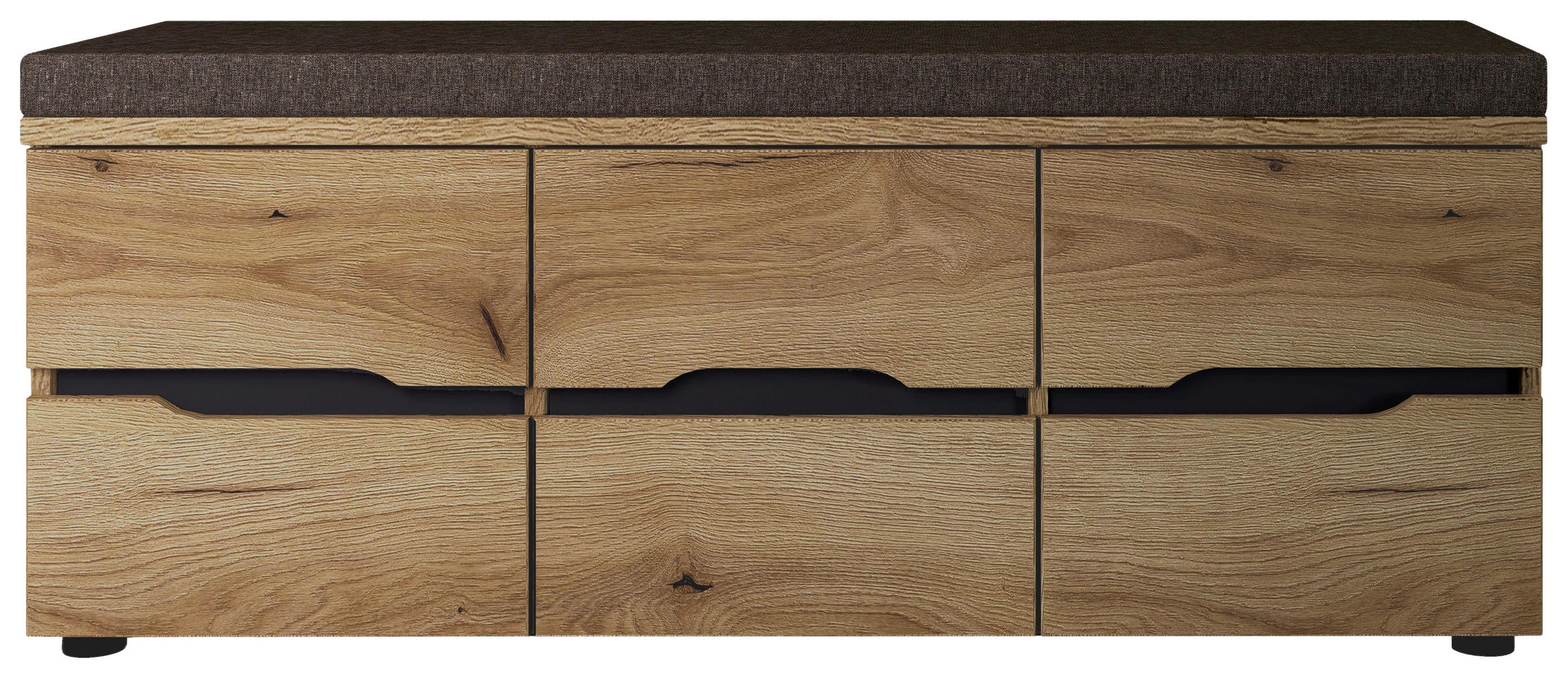 GARDEROBENBANK  in 120/48/38 cm  - Eichefarben/Graubraun, KONVENTIONELL, Kunststoff/Textil (120/48/38cm) - Xora