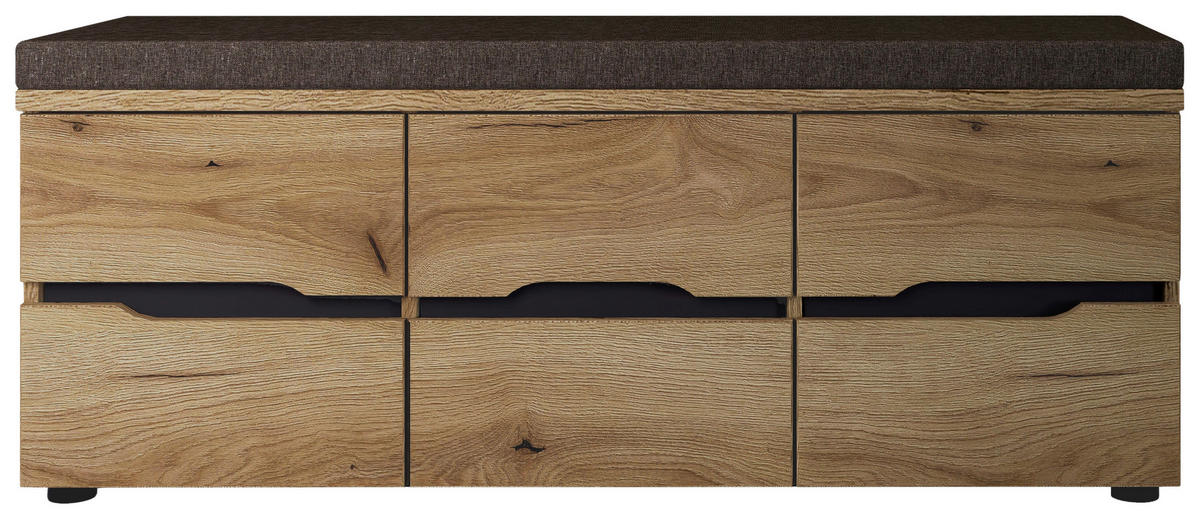 GARDEROBENBANK  in 120/48/38 cm  - Eichefarben/Graubraun, KONVENTIONELL, Kunststoff/Textil (120/48/38cm) - Xora