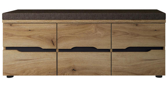 GARDEROBENBANK  in 120/48/38 cm  - Eichefarben/Graubraun, KONVENTIONELL, Kunststoff/Textil (120/48/38cm) - Xora