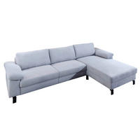 ECKSOFA in Velours Hellblau  - Schwarz/Hellblau, Design, Textil/Metall (288/182cm) - Hom`in